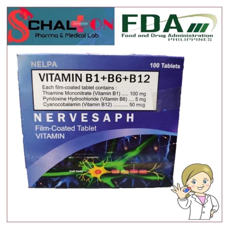 Nervesaph Vitamin B Complex B1 B6 B12 100 Tablets Shopee Philippines