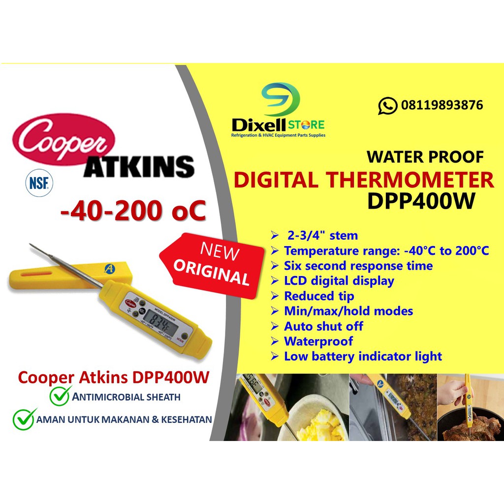 Cooper-Atkins DPP400W-0-8 Waterproof Digital Pen Style Thermometer ...