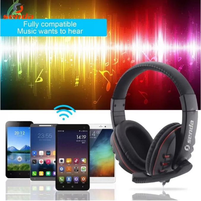 Senda Wired 3.5mm Gaming Headphones Noise Canceling Headset With Mic