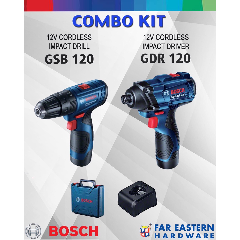 Spot s hairBOSCH GSB 120 Impact Drill + GDR 120 Impact Driver Cordless ...