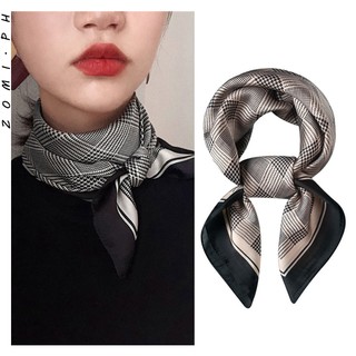 New 70x70cm Women Silk Scarf Elegant Stripes Printed Casual Satin Hijab  Small Square Wraps Scarves Shawl Hair Bandana Head Band - AliExpress