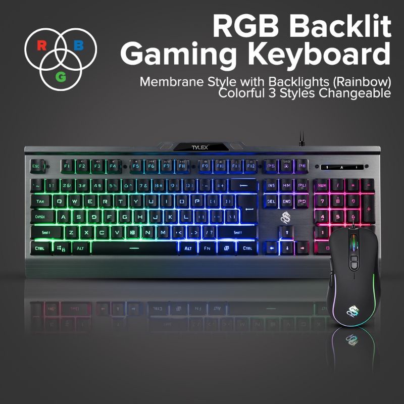 XZ28 RGB Backlit Metal Gaming Keyboard and Mouse Set 3 Colorful Styles
