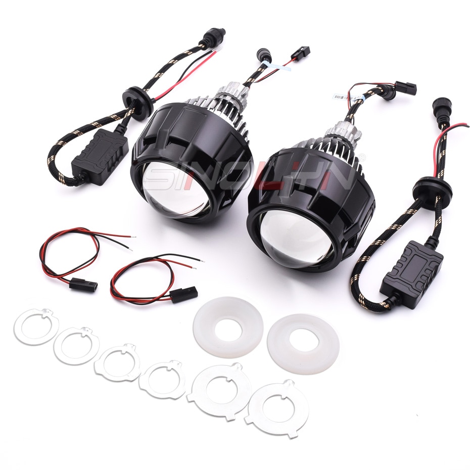 Sinolyn 2 5 Inch Bi LED Lens Angel Eyes Projector Headlight H4 H7 9005