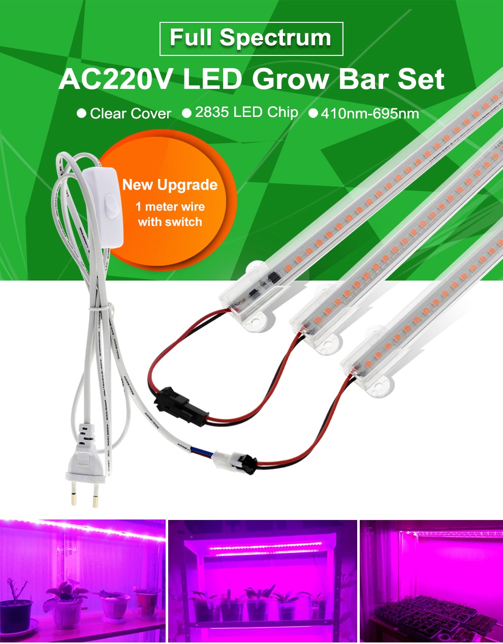 AC220V LED Led Grow Light Strips Phyto lamp Full Spectrum Waterproof ...