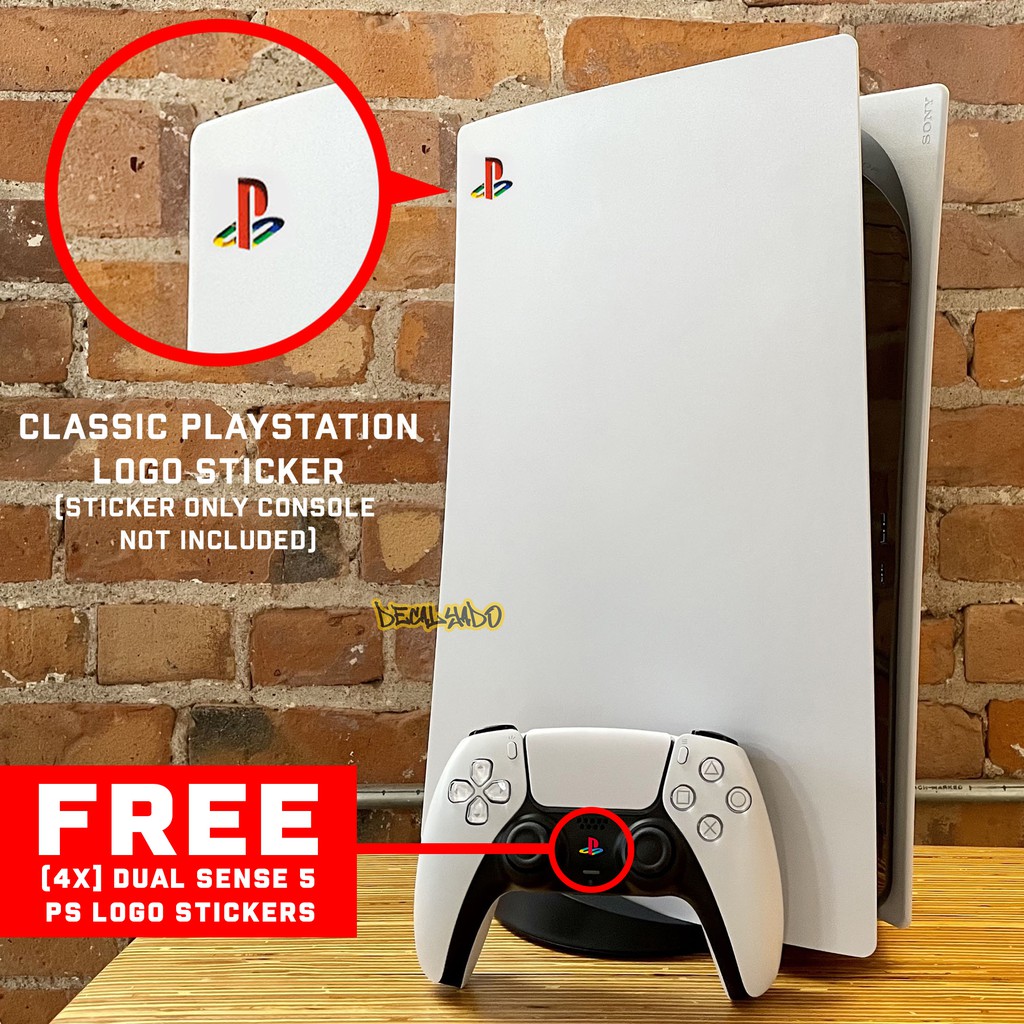 2-Pcs Classic Playstation Logo Customize Vinyl Stickers for PS5 Console +  FREE DualSense PS Stickers