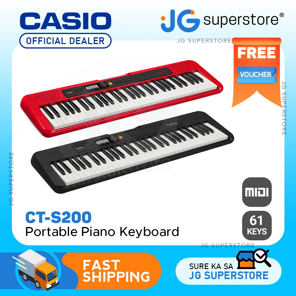 Casio CTS200 61Key Portable Piano Keyboard with USB to MIDI, LCD