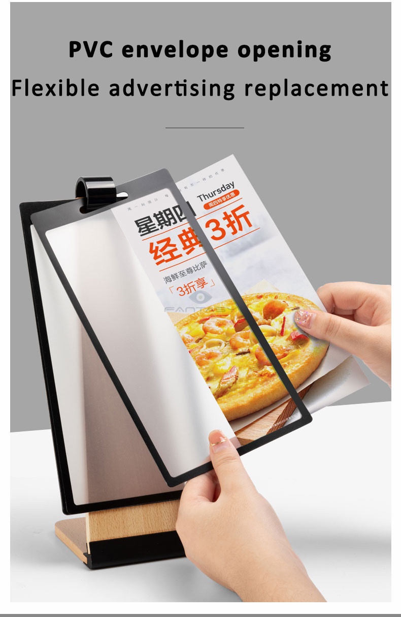 SVIAO Wooden PVC Page Turning Menu Stand Menu Holder Menu Rack with ...