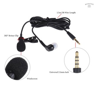 Clip On Microphone Hands Free Lavalier Lapel Mic Omnidirectional Microphone For Camera Smartphone Computer Black Unisex