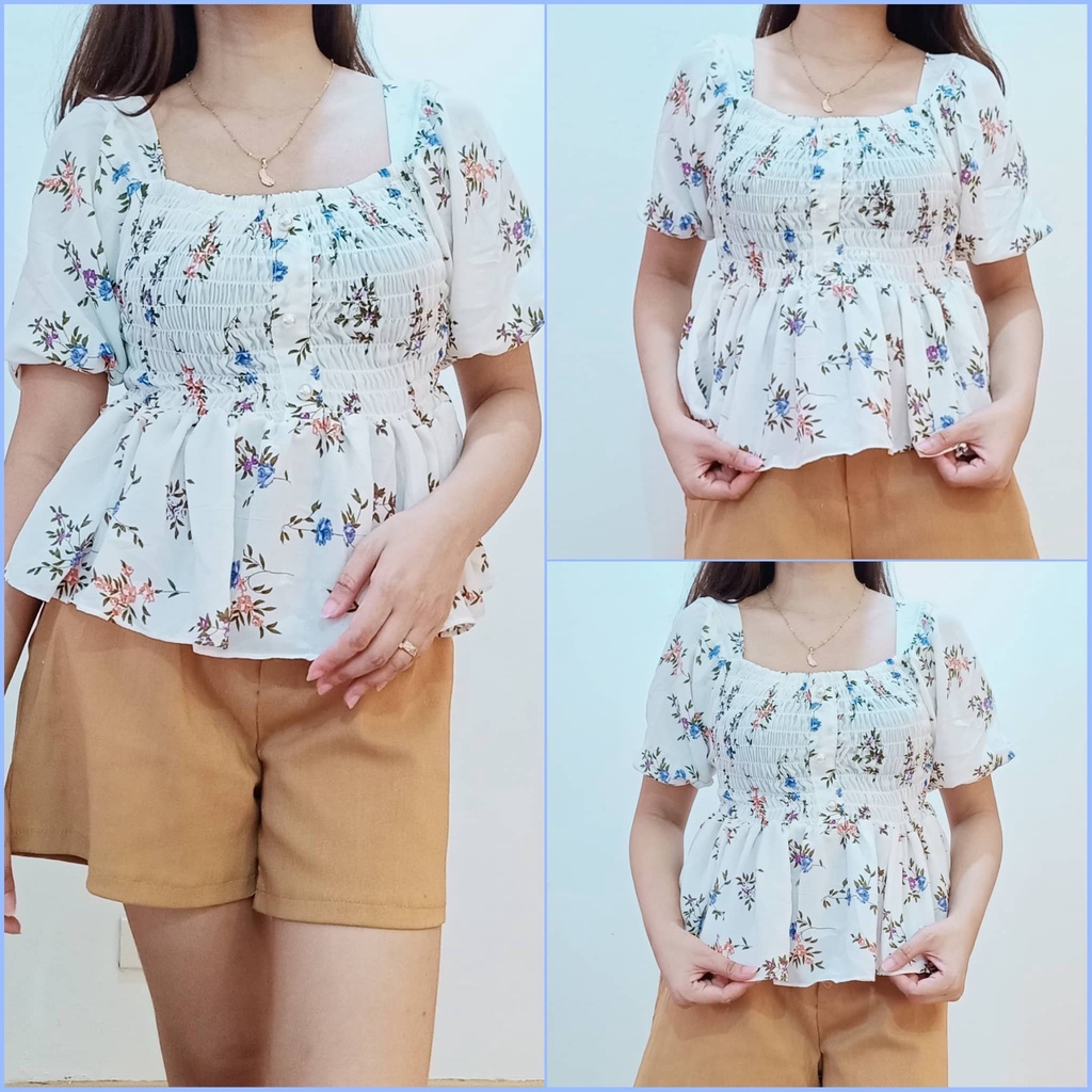 Leyana Smock Back & Front Two Ways to Wear Top | Shopee Philippines
