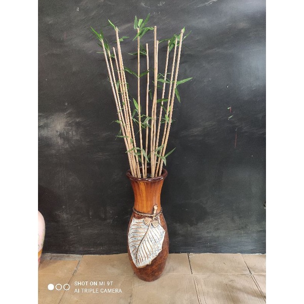 rbro real bamboo stick with artificial bamboo leaves 148cm Shopee