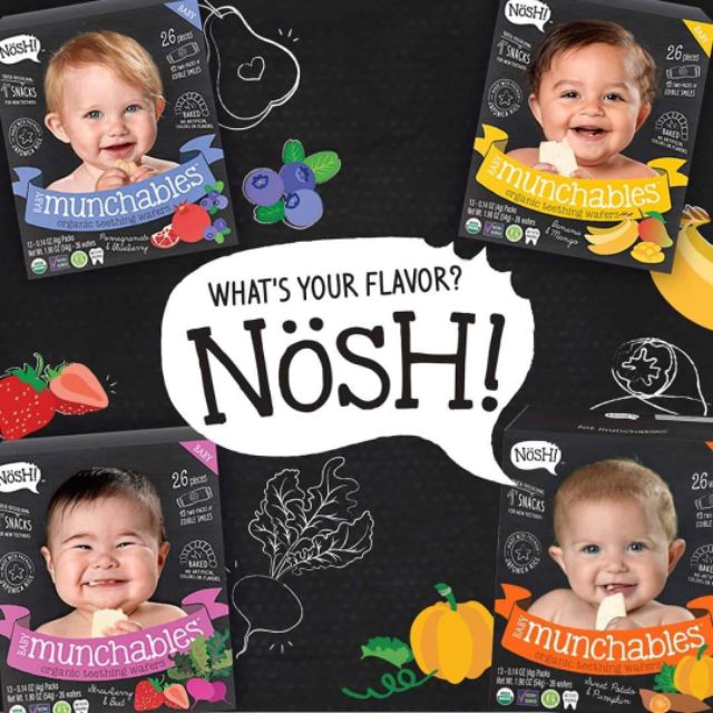 Nosh baby munchables teethers store organic rice teething wafers