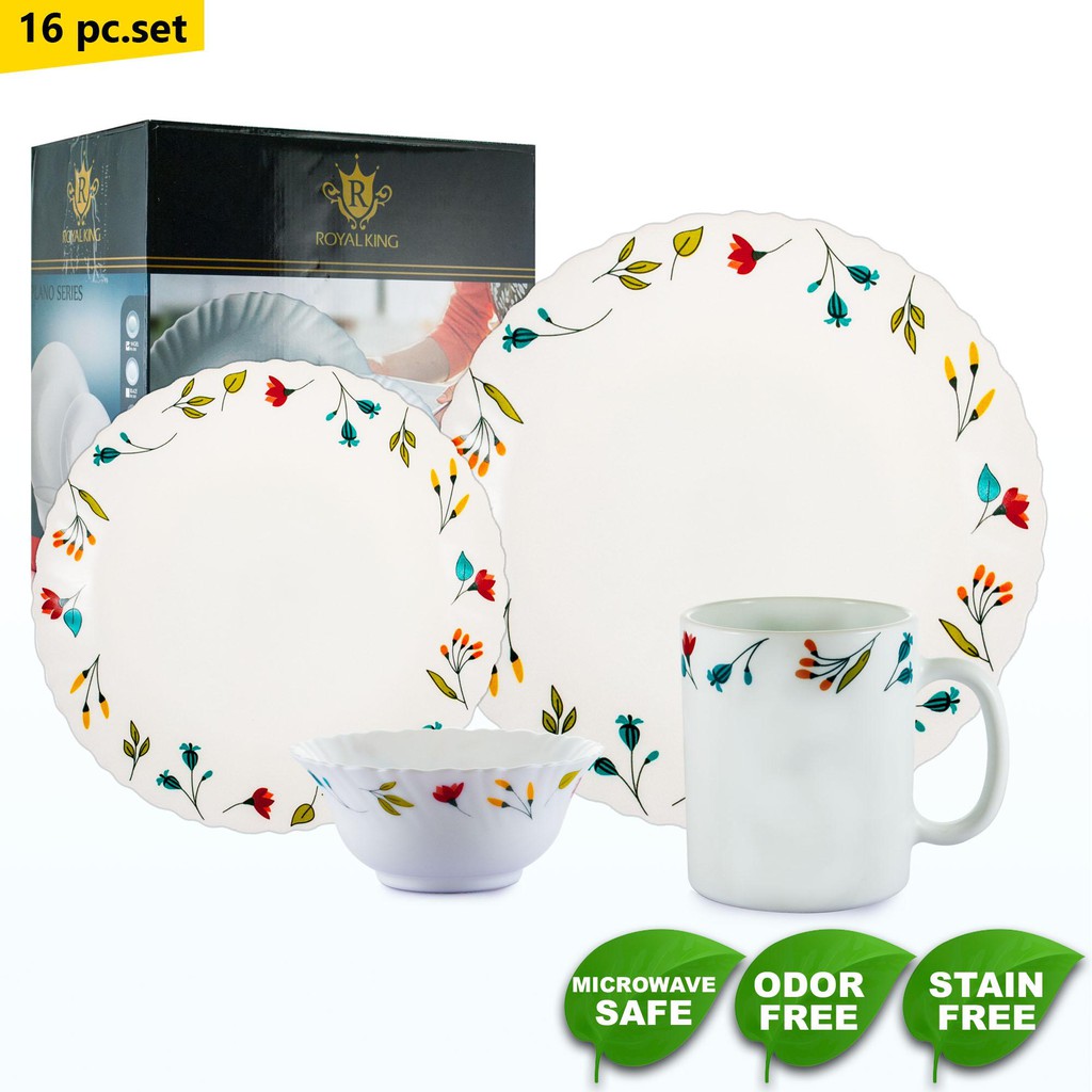 Royal King 16pc Minerva Fluted Dinner Set Microwavable Safe Tableware