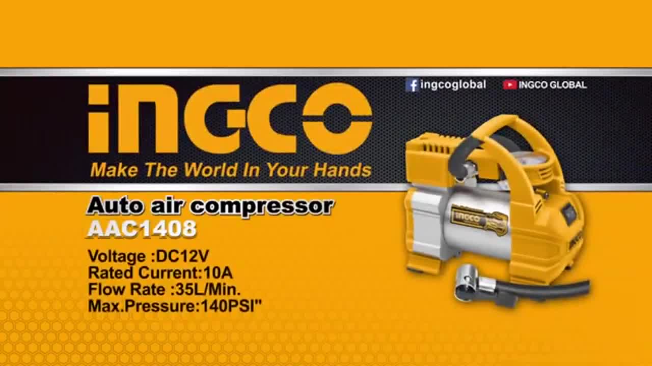 Ingco 140Psi Auto Air Compressor Tire Inflator AAC1408 IPT | Shopee ...