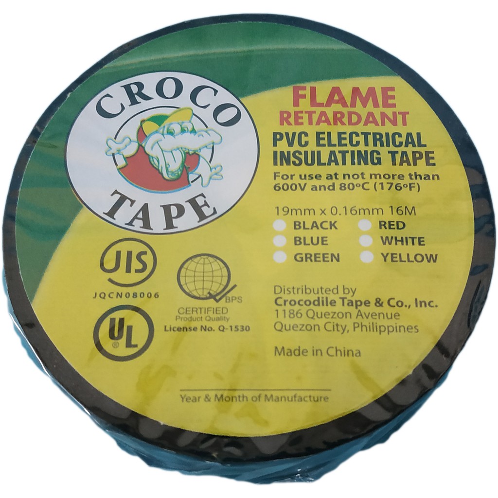 CROCODILE ELECTRICAL TAPE 3/4" x 0.16mm THK x 16 METERS ( BLACK ) CROCO