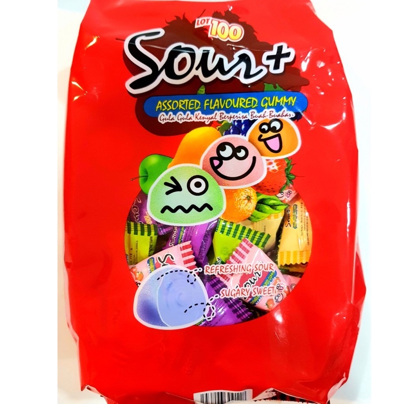 Malaysian Lot 100 Sour Plus Assorted Flavour Gummy Candy 280g Shopee