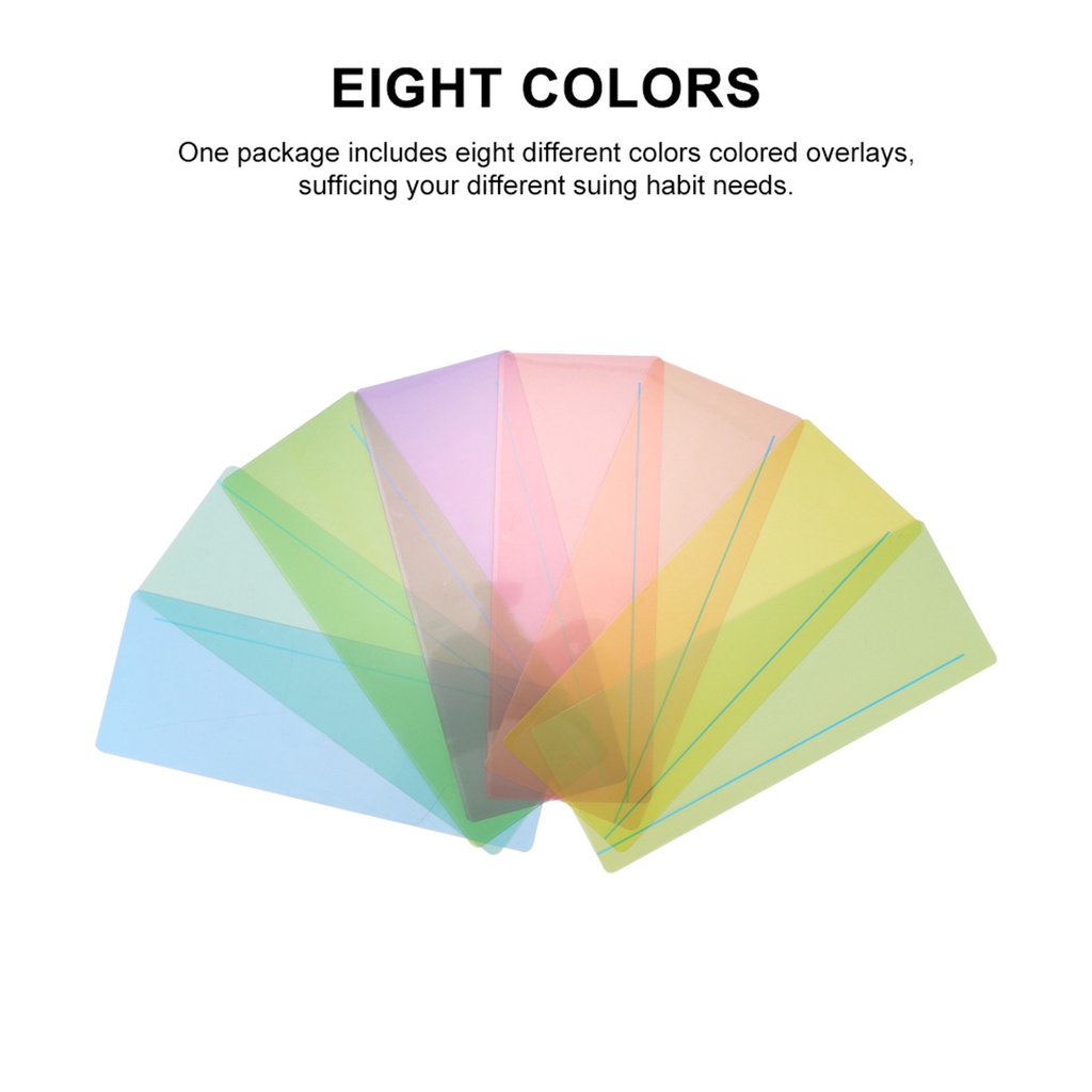 HZN38pcs Reading Highlight Strip PVC Reading Guide Bookmark Colored