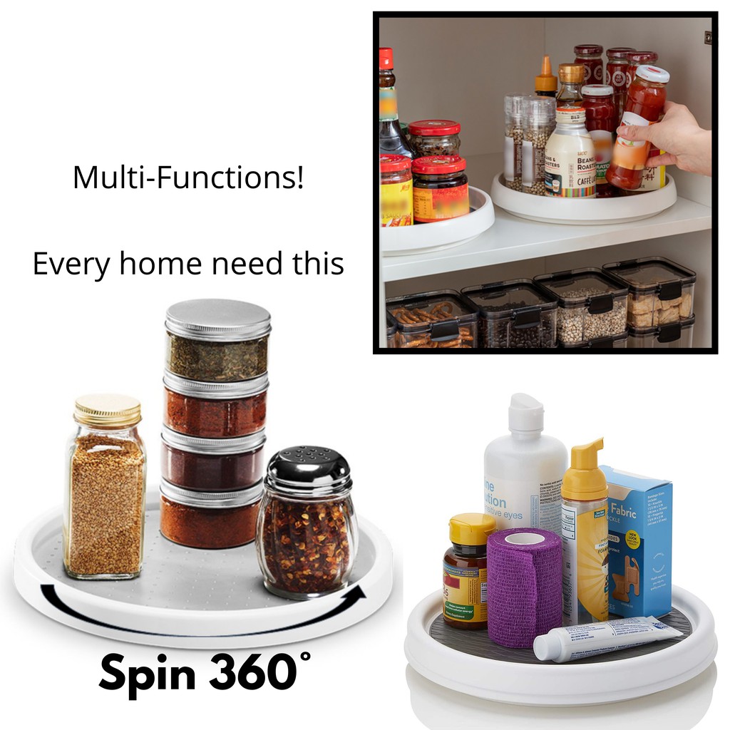 Rotating Non-Skid Spice Rack Revolving turntable Pantry Cabinet ...