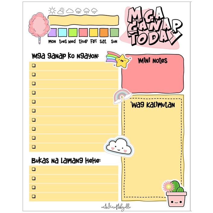 Daily Planner (tagalog, cute din) Shopee Philippines