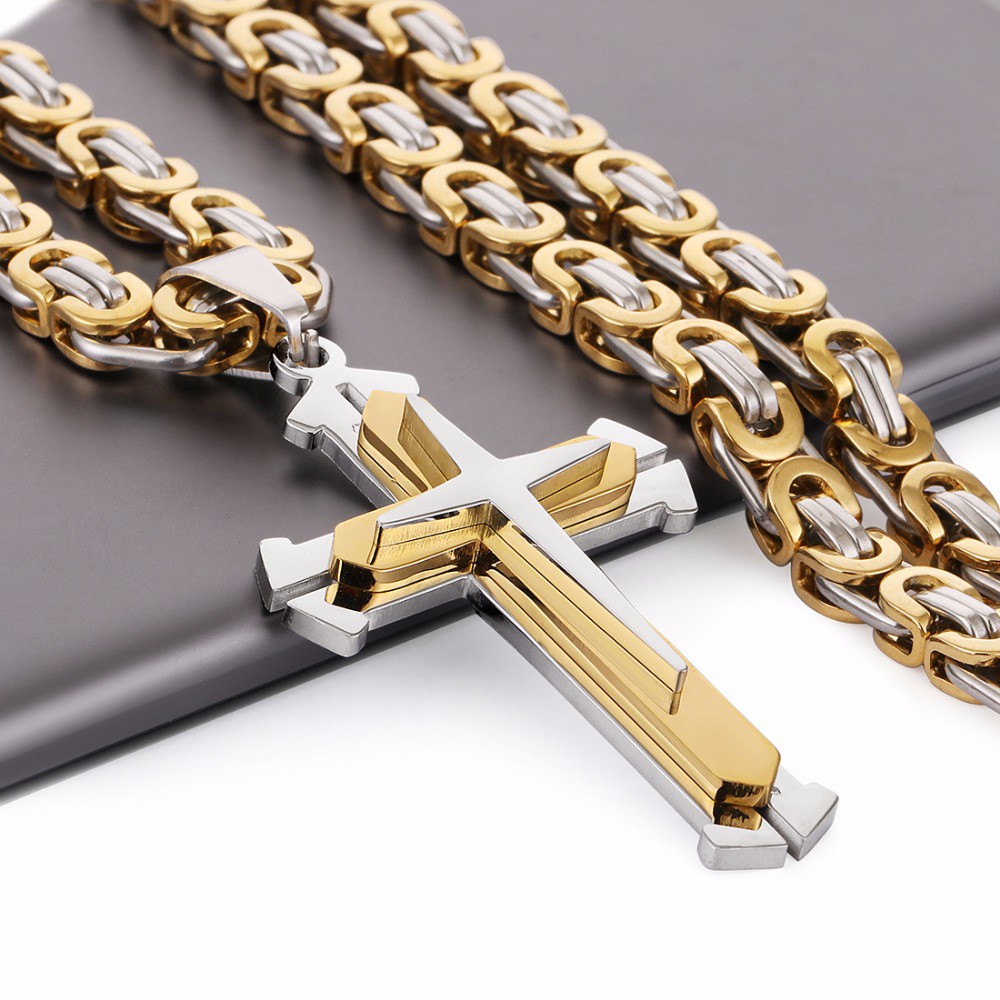 Religious Jesus Cross Necklace For Men Gold Stainless Steel Crucifix Pendant with Chain Necklaces Mens Necklace Jewelry Shopee Philippines
