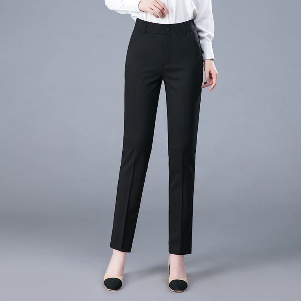 Casual suit pants women's new high waist elastic thin OL professional ...