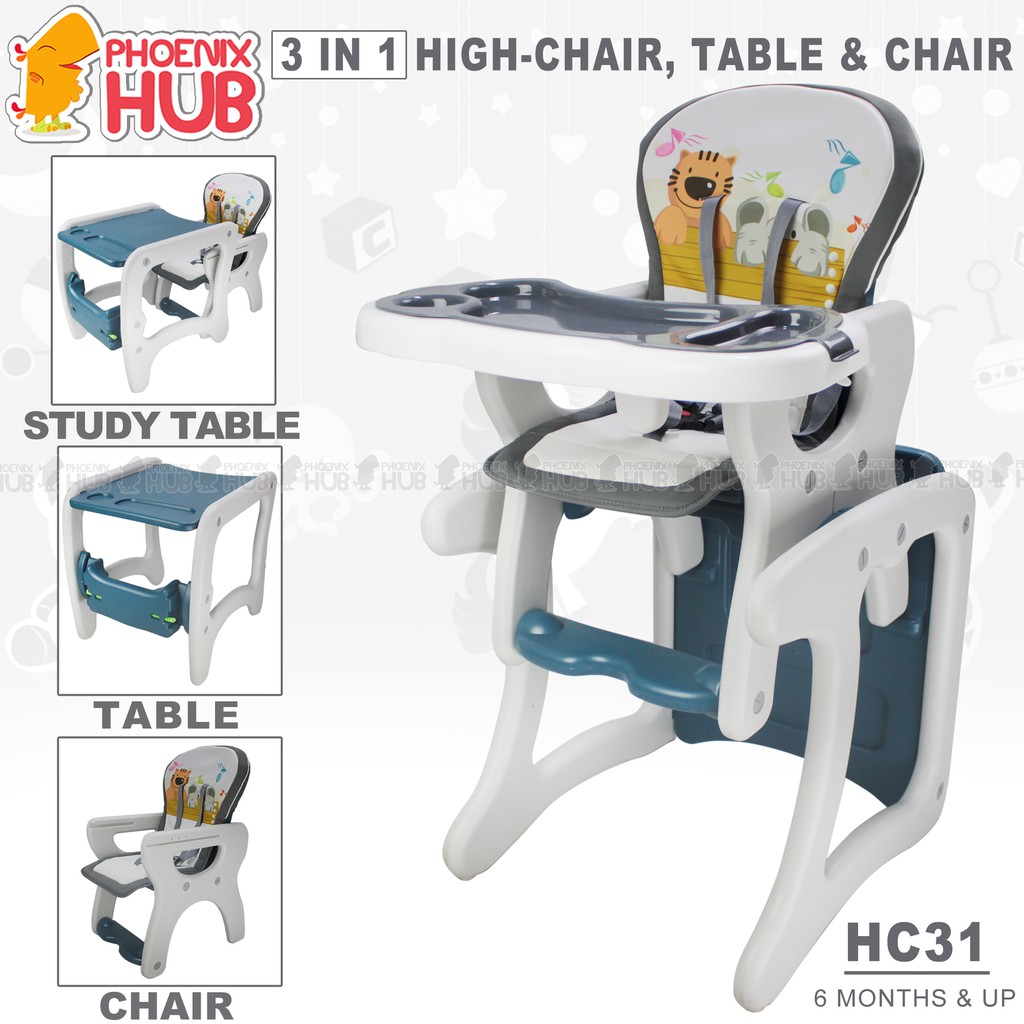 High chair that turns top into table and chair