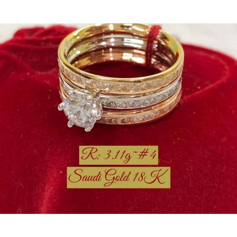 18K Saudi Gold Eternity Ring 3 layer Pawnable | Shopee Philippines