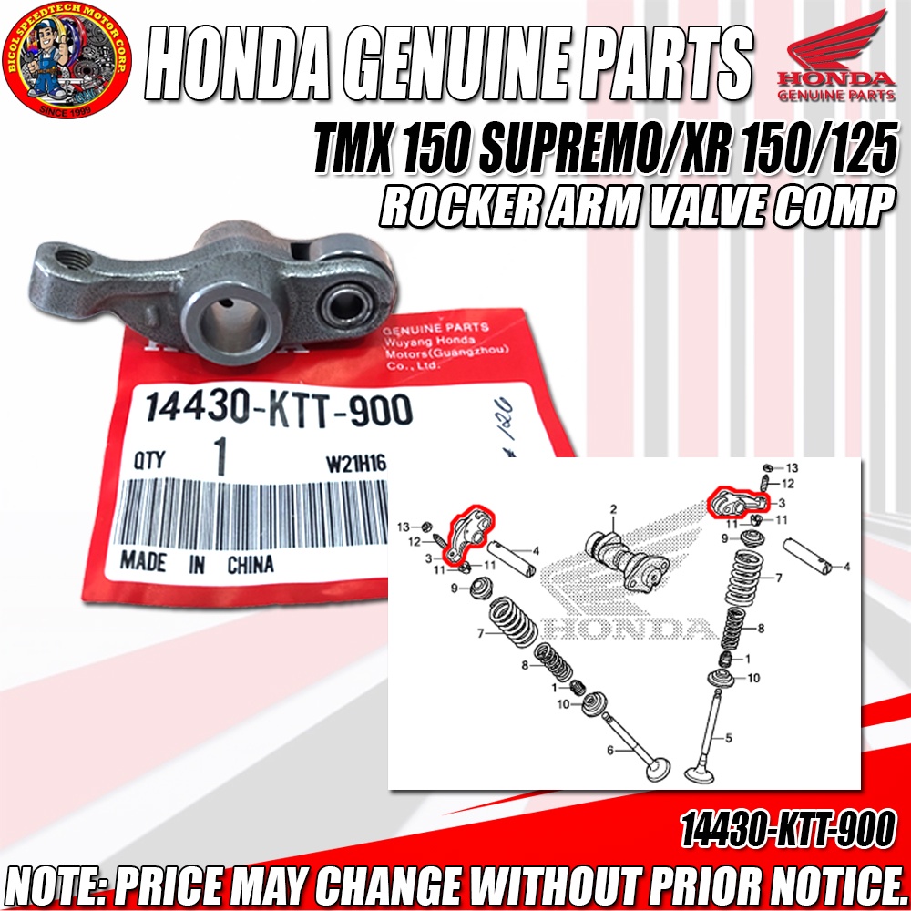 TMX 150 SUPREMO/XR 150/125 ROCKER ARM VALVE COMP HPI (Genuine: 14430 ...