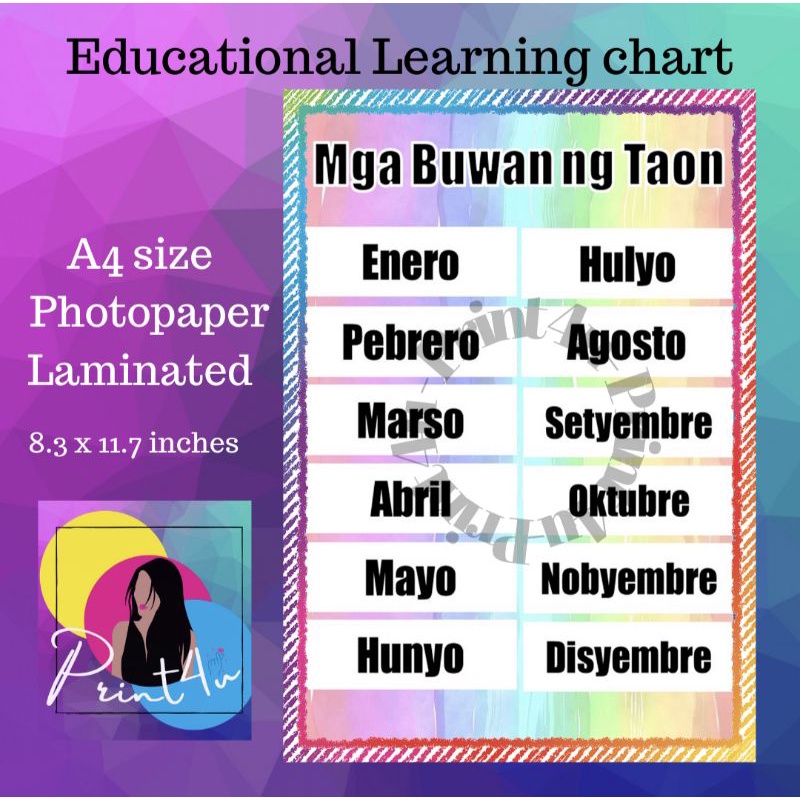 Mga Buwan ng Taon Chart Laminated - Educational Learning materials ...