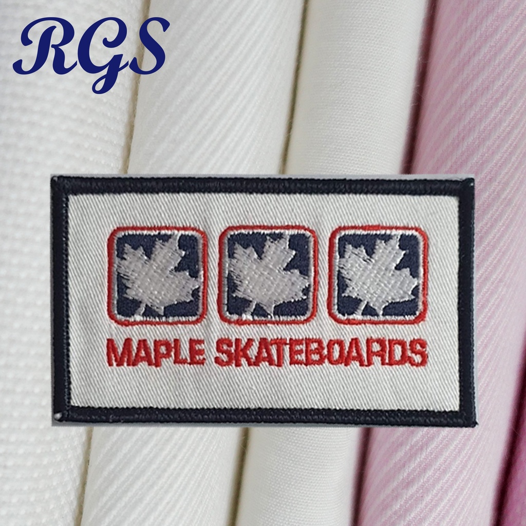 MAPLE SKATEBOARDS Logo Sew On Iron On Embroidered Patches Patch Jahitan