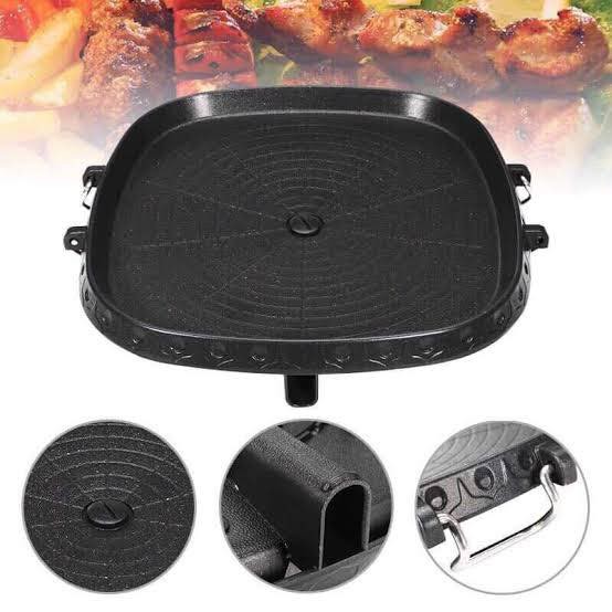 One-piece Bbq Grill Plate, Korean Style Iron Plate Grill, Home Baking Stone Grilling  Pan, Non-stick & Less Oil For Multi Purpose