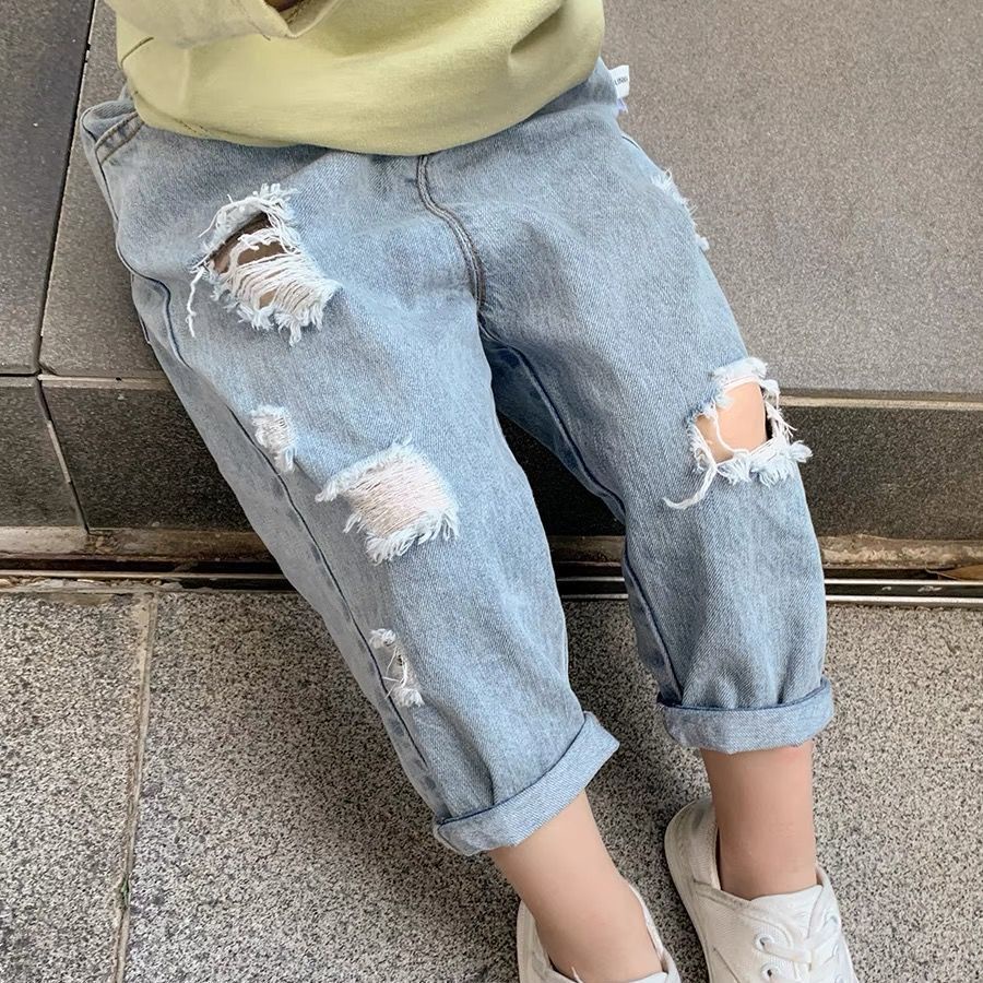 Ready Stock Korean Summer New Baby Boy Loose Casual Ripped Kids Jeans 3 ...