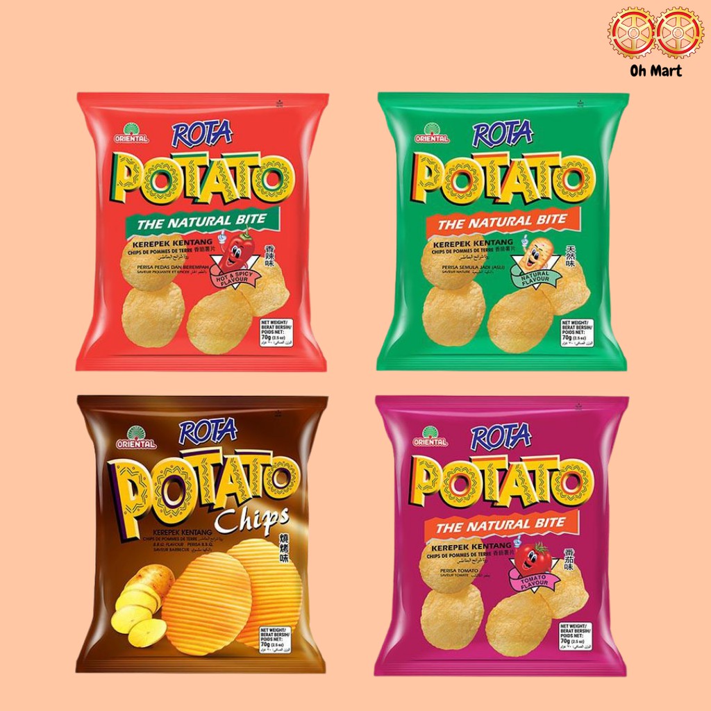 Rota Potato Chips Assorted Flavors 70 g(Hot & Spicy/Natural/BBQ/Tomato ...