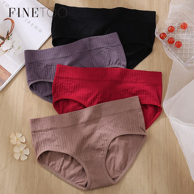 FINETOO S-XL Cotton Panties Women Low-rise Briefs Underpants Ladies  Comfortable Underwear