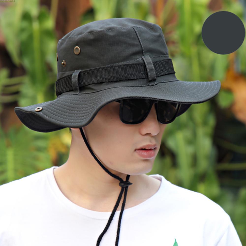 100% Original】㍿OCEANMAP Men Sun Hat Garden Hiking Cap Bucket