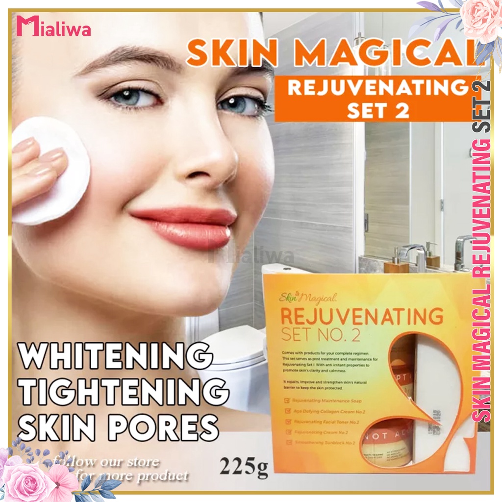 Skin Magical Rejuvenating Set 2, Skin Care Whitening Kit, Face Soap Toner Night Cream Collagen