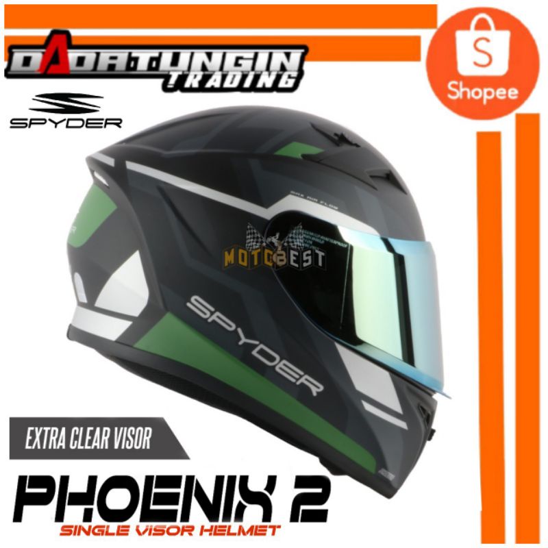 SPYDER Phoenix Fullface Helmet S6 w/ Free Extra Clear Visor