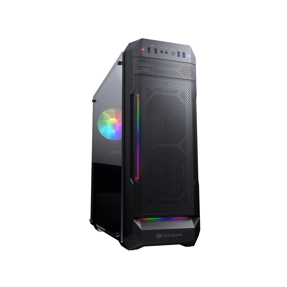 COUGAR MX331 MESH-G ARGB MID-TOWER GAMING CASE W/LED STRIPS/TG/1*FAN ...