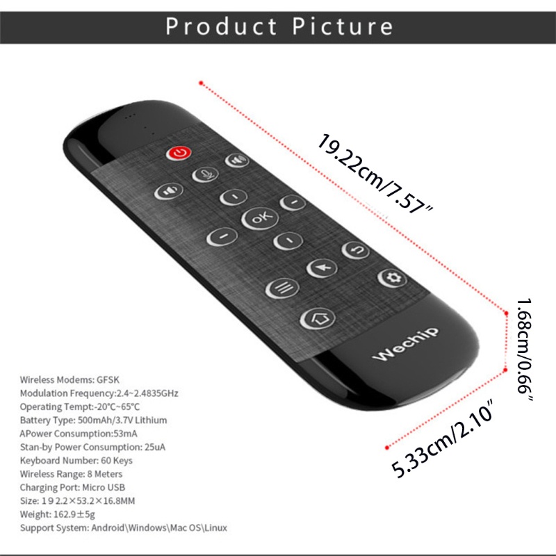 Will Smart Voice Remote Control 2.4G Keyboard Air Mouse W2pro Voice ...