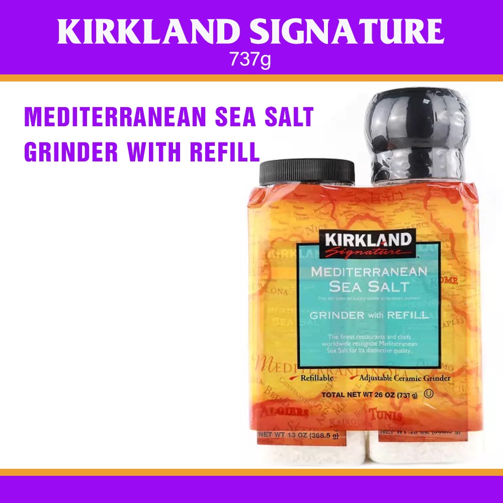 Kirkland Signature Mediterranean Sea Salt Grinder with Refill 737 g