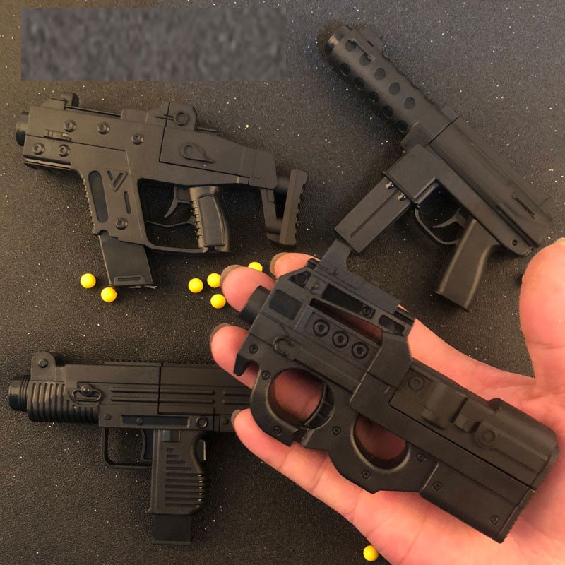 Alloy Mini Pistol Gun Toy Model P90 TEC9 Toy Submachine Gun Can Shoot