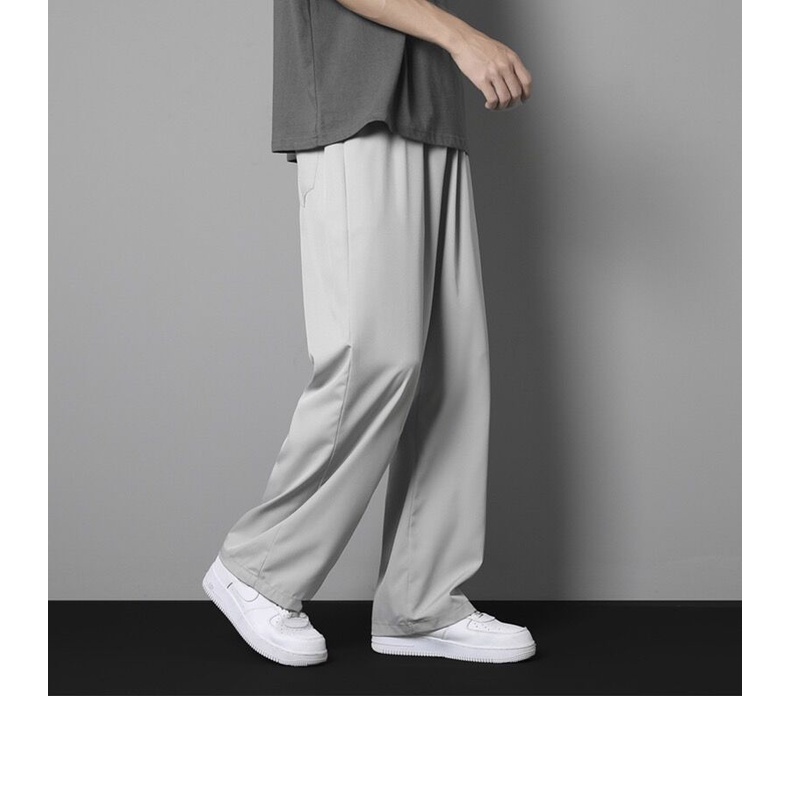 Men 'S Summer Thin Loose Casual Trousers Wide Leg Straight Draping Air