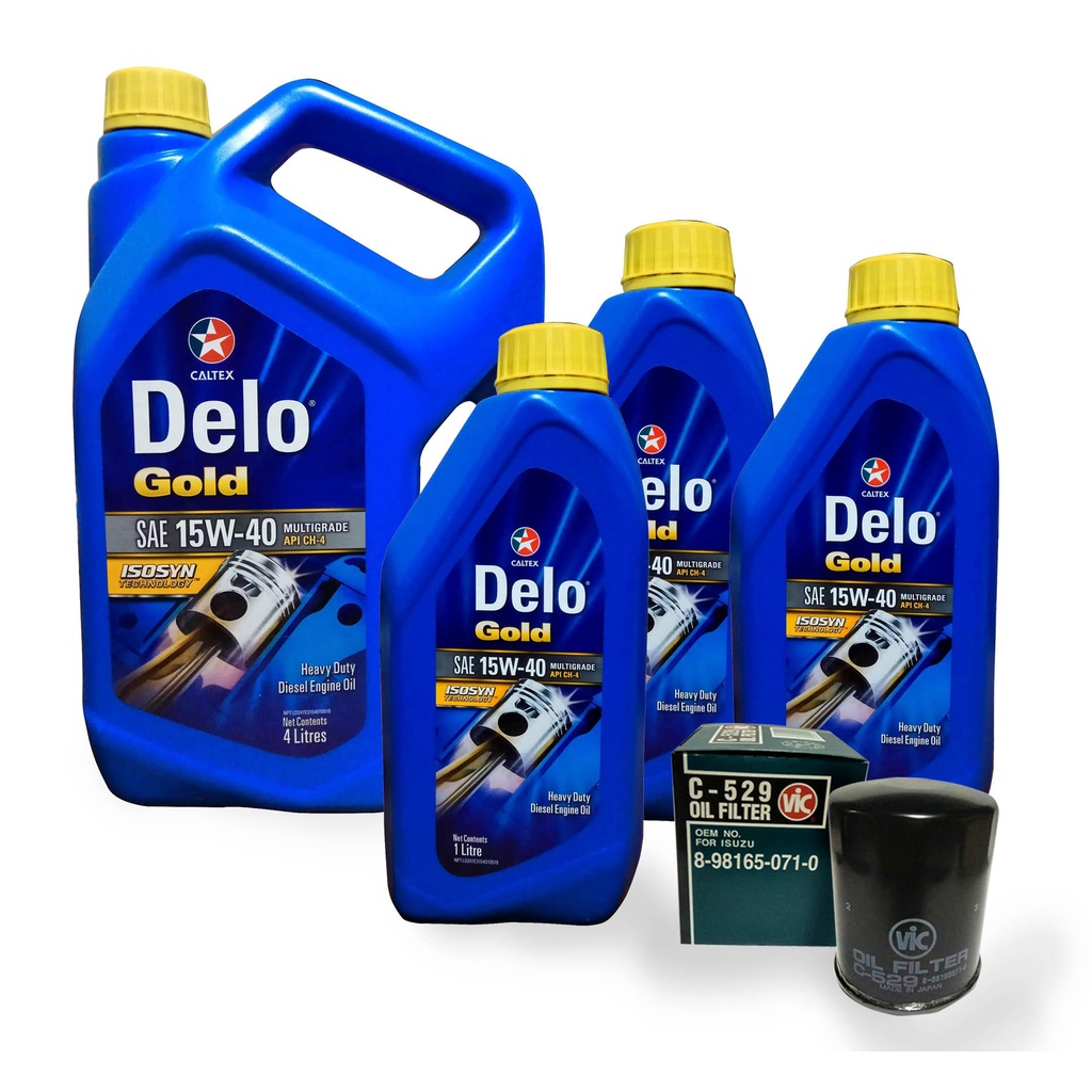 Caltex Delo Gold Multigrade Diesel Engine Oil SAE 15W40 Oil Change Bundle for Isuzu Dmax