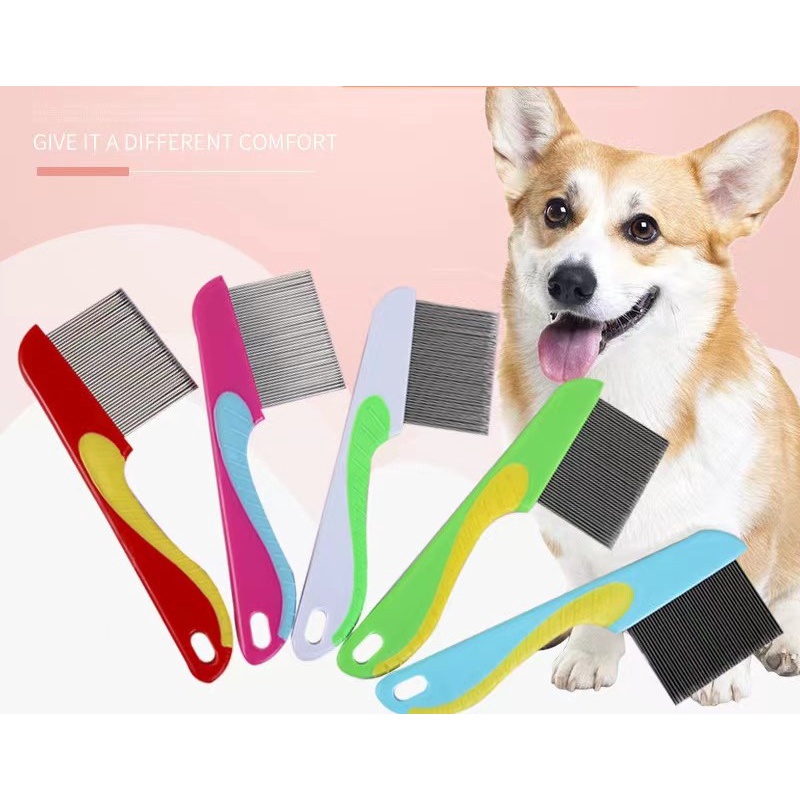 Flea comb pet lice comb dog grooming pet super dense needle comb face