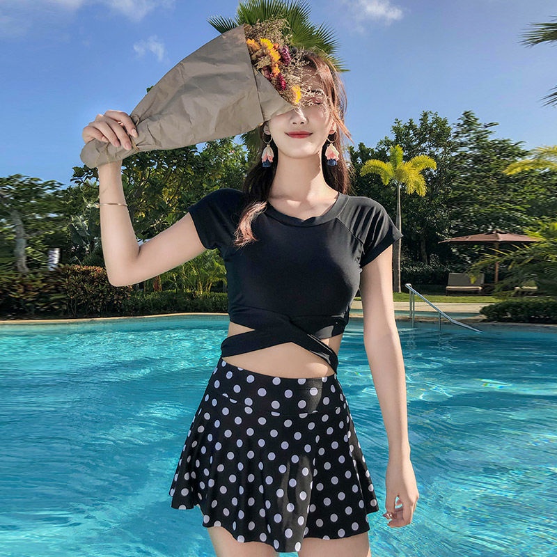 ♦ Swimsuit female split conservative student Korean version skirt small ...