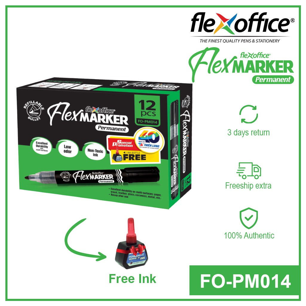 FlexMarker Permanent Marker FO-PM014 - Refillable - Black Ink ...