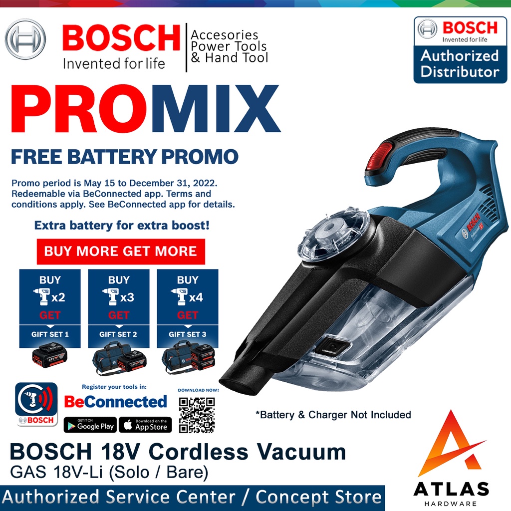 Bosch GAS 18V1 Cordless Vacuum Cleaner (Solo/Bare) Shopee Philippines