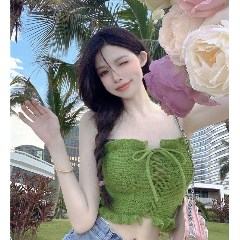 【COD & Ready Stock】Knitted Vests for Womens Korean Tops Knitted Tank