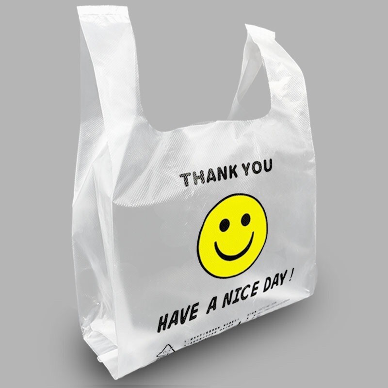 50Pcs Thank You Printed Plastic Bag Smile Face Plastic Bag Sando Bag ...