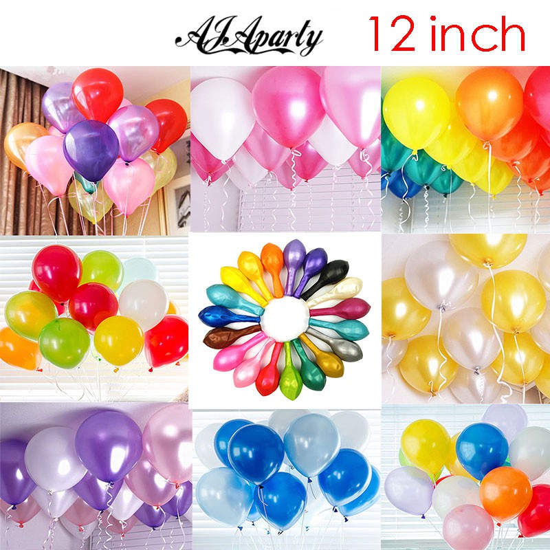 10pc 12 inch metallic glossy balloons latex happy Birthday decor Party ...