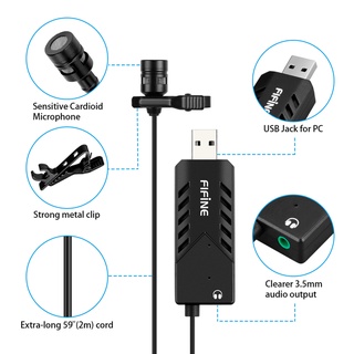 FIFINE K053 USB Lavalier Lapel Microphone, Clip-on Cardioid Condenser ...